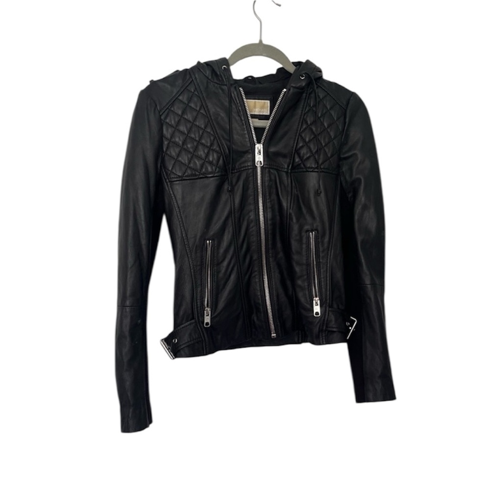 Michael Kors Black Quilted Vintage Leather Jacket